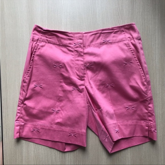 Talbots Pink Dragonfly Embroidered Shorts - Picture 3 of 8